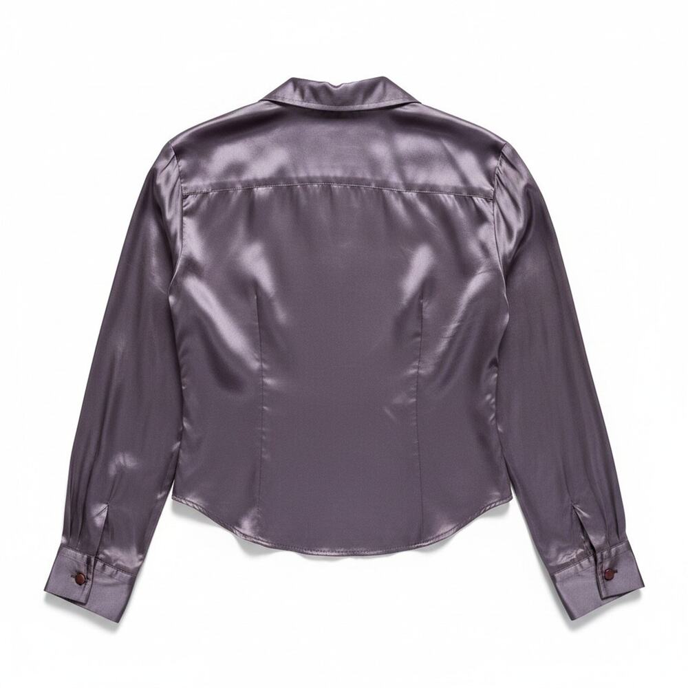 Vintage A Byer Purple Silky Blouse Made USA Acetate Rayon Blend Womens Size MED - Picture 5 of 8